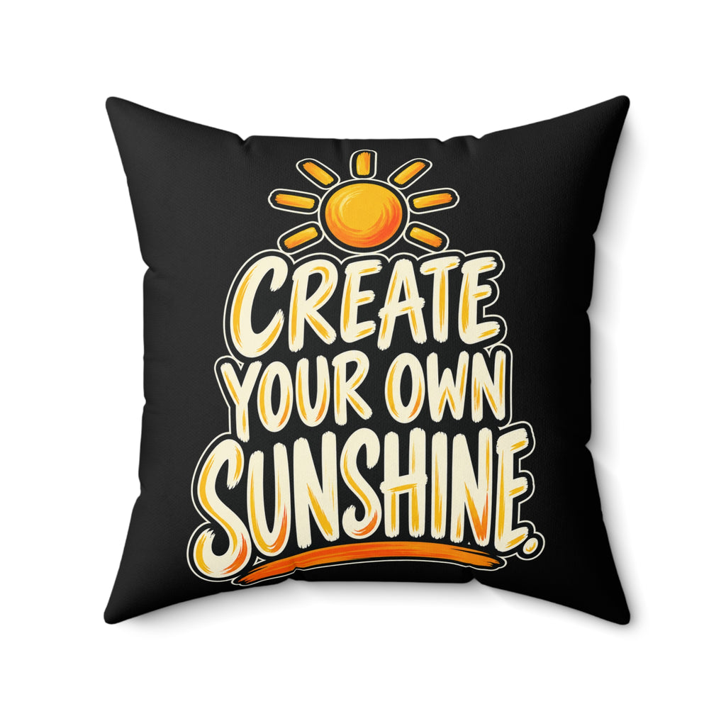 Create Your Own Sunshine. — Simple & Direct, black pillow — 20-inch front