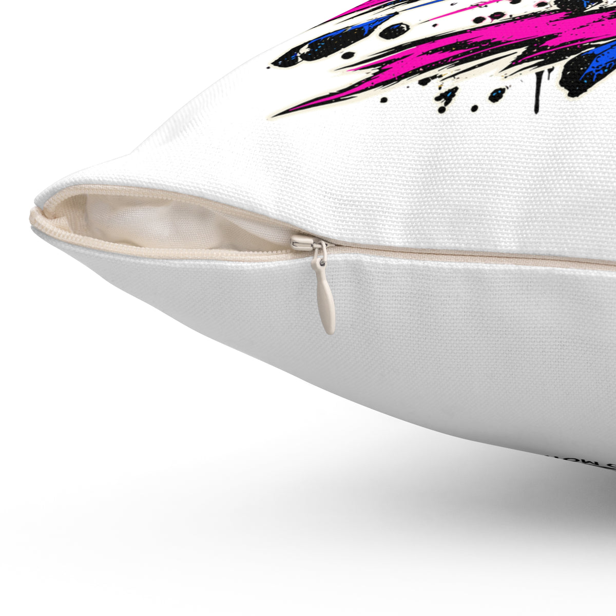 Create Your Own Momentum. White Spun Polyester Square Pillow — Grunge & Vibrant