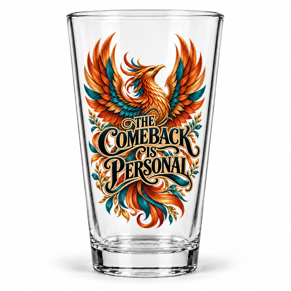The Comeback Is Personal — Inspirational & Artistic — clear 16 oz pint glass hero
