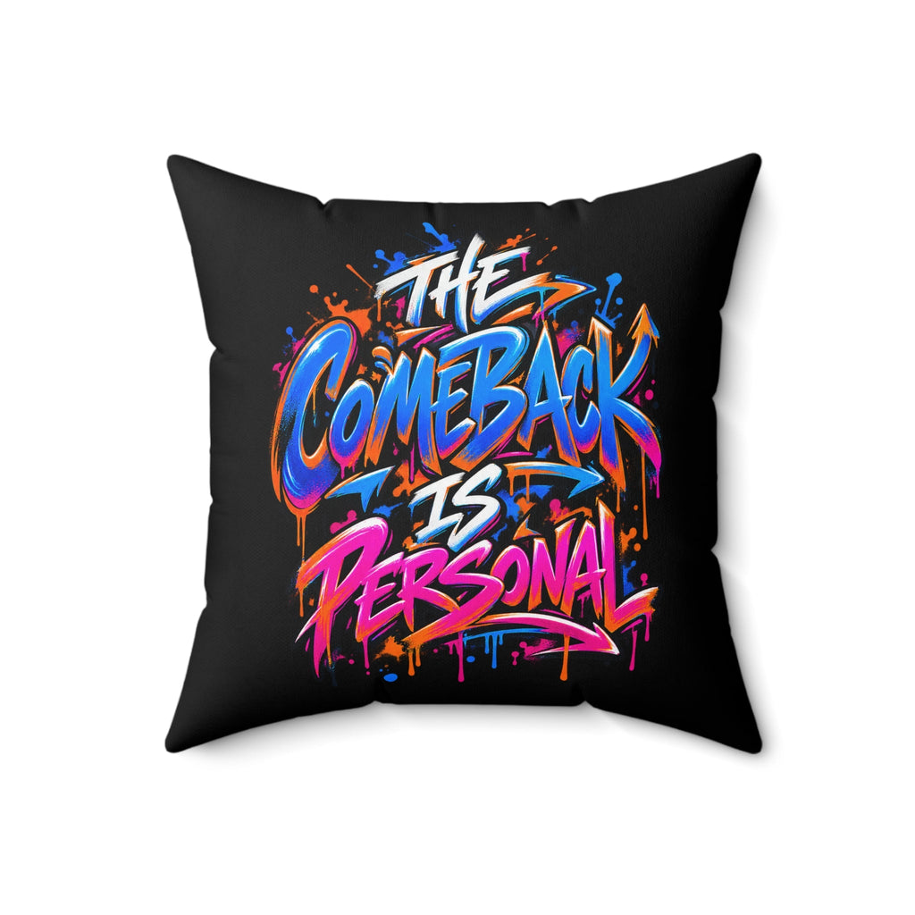 black graffiti pillow 18-inch front