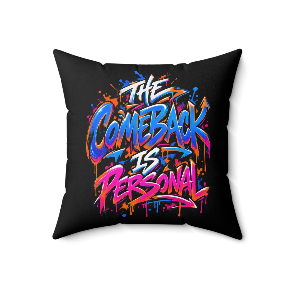 black graffiti pillow 18-inch front