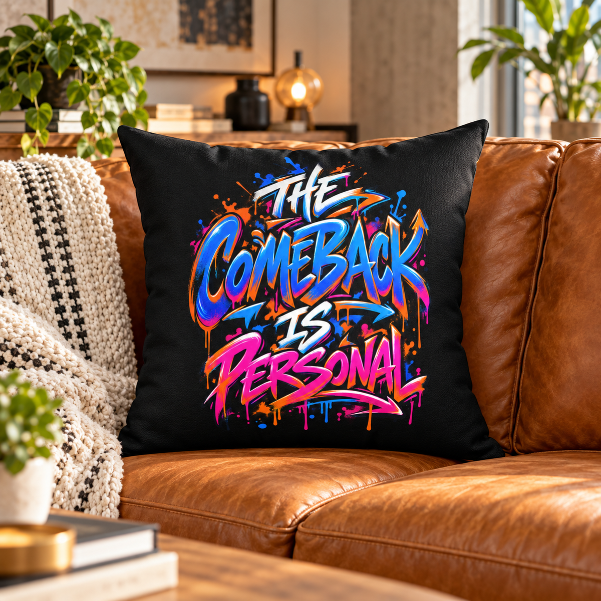 black graffiti pillow lifestyle