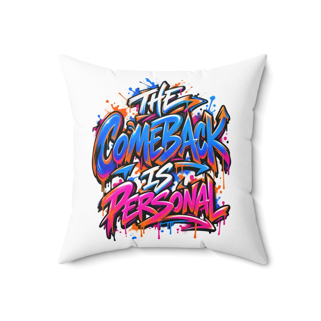 white graffiti pillow 18-inch front