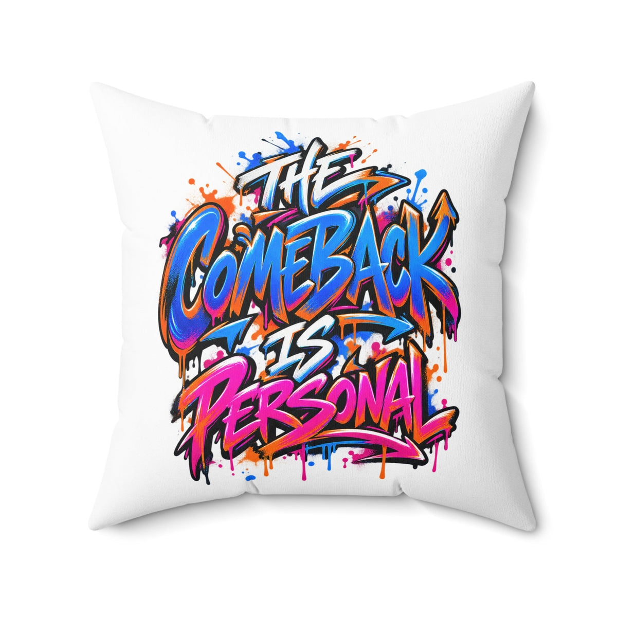 white graffiti pillow 20-inch front