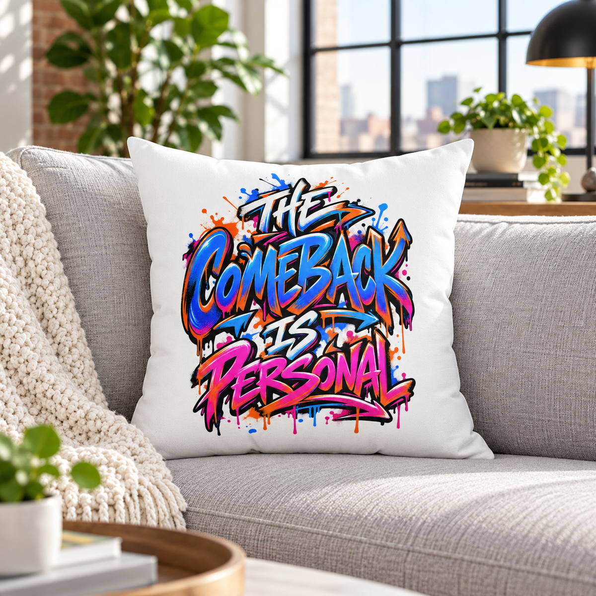 white graffiti pillow lifestyle