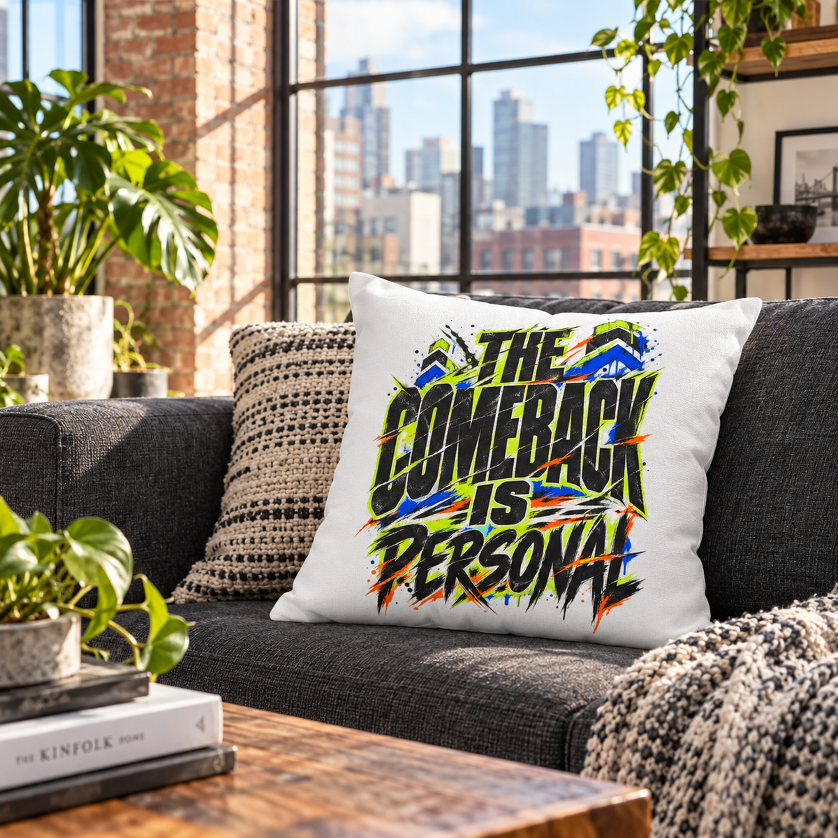 white Grunge & Vibrant pillow lifestyle