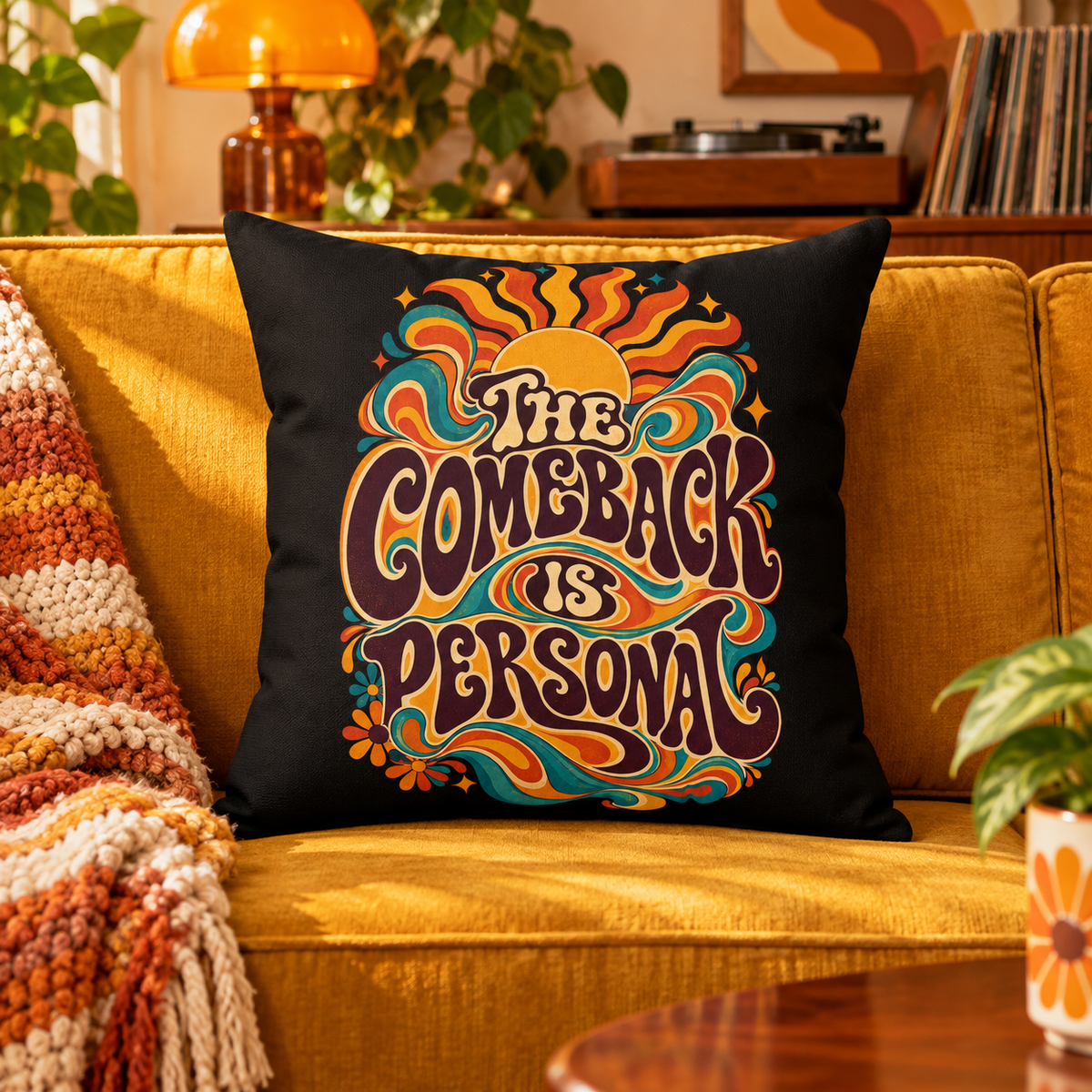 black retro pillow lifestyle
