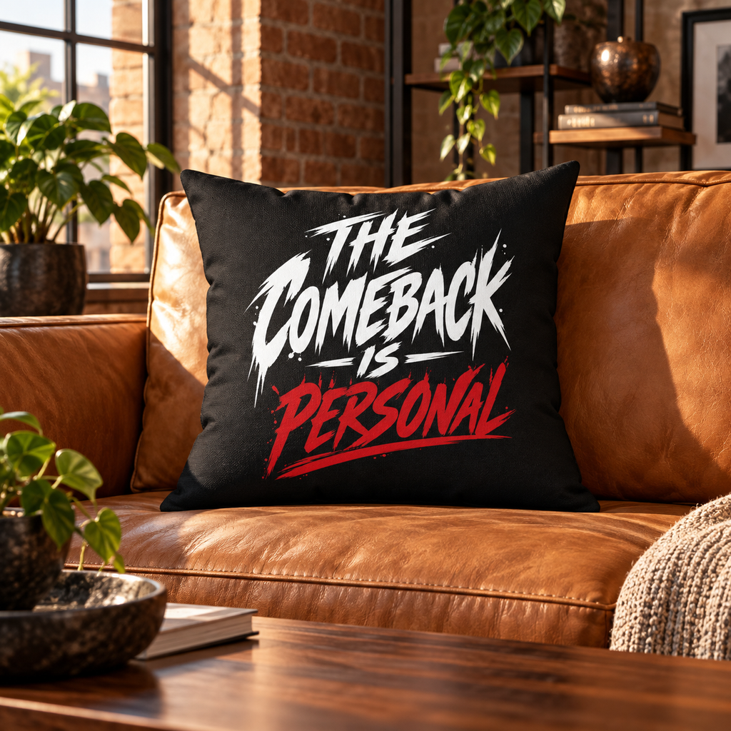 The Comeback Is Personal. — Simple & Direct, black pillow — lifestyle