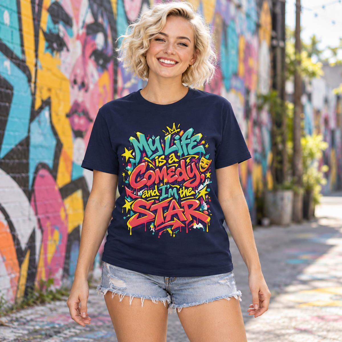 My Life Is A Comedy And I'm The Star. — Graffiti & Street Art — Navy — lifestyle