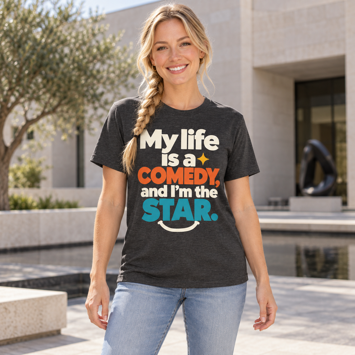 My Life Is A Comedy And I'm The Star. — Modern & Minimalist — Dark Grey Heather — lifestyle