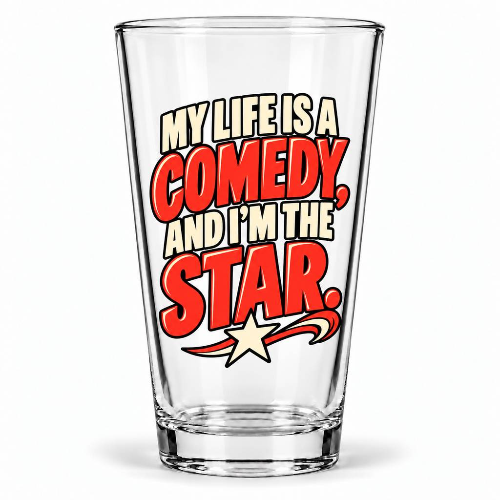 Simple & Direct — clear 16 oz Comedy pint glass