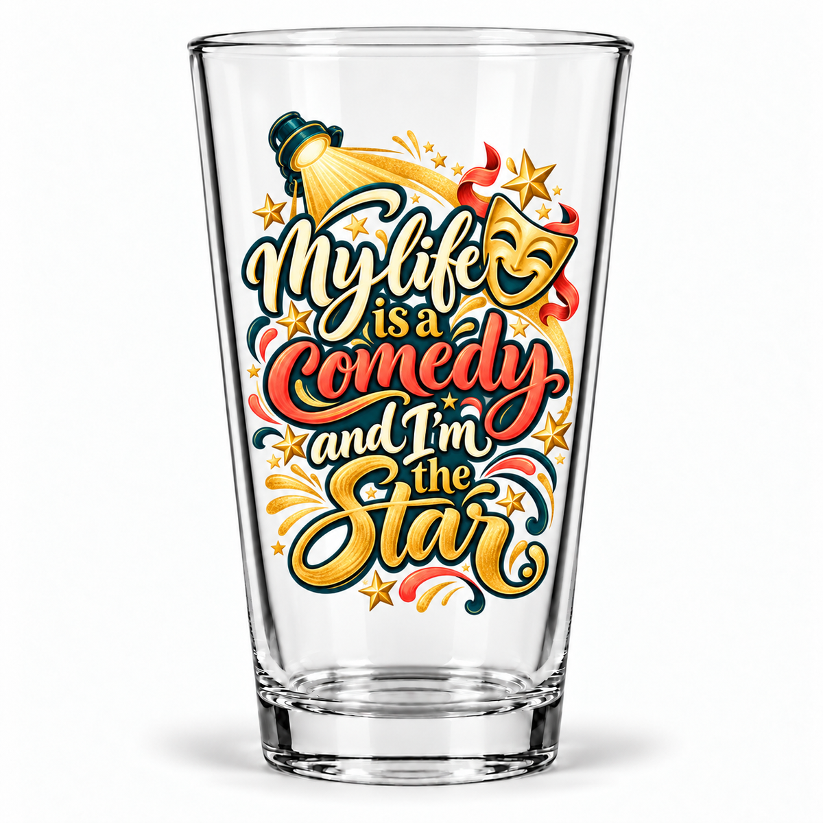 Inspirational & Artistic — clear 16 oz Comedy pint glass