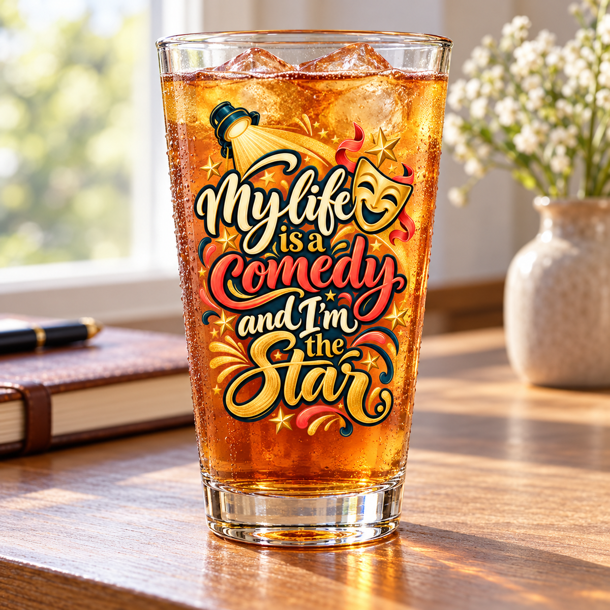 Inspirational & Artistic — Comedy pint glass cold drink lifestyle