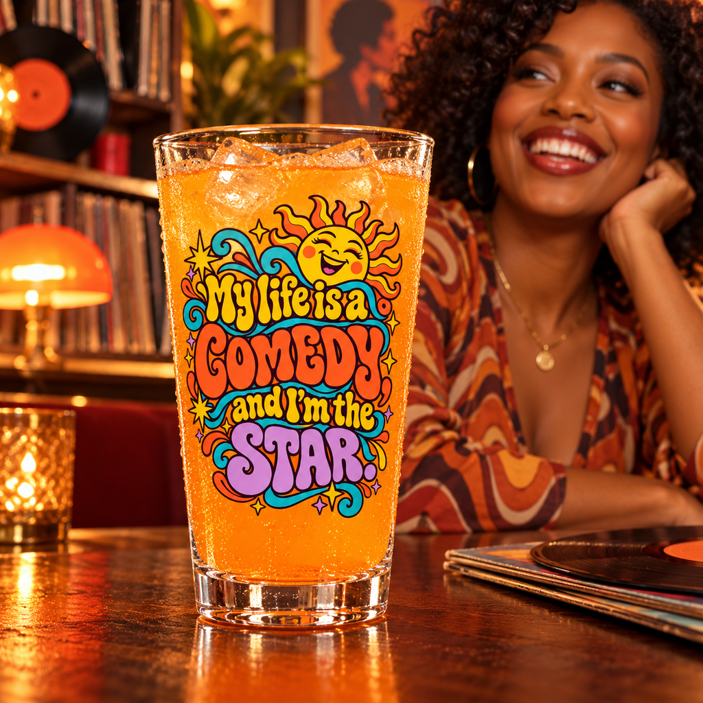 Retro & Psychedelic — Comedy pint glass cold drink lifestyle