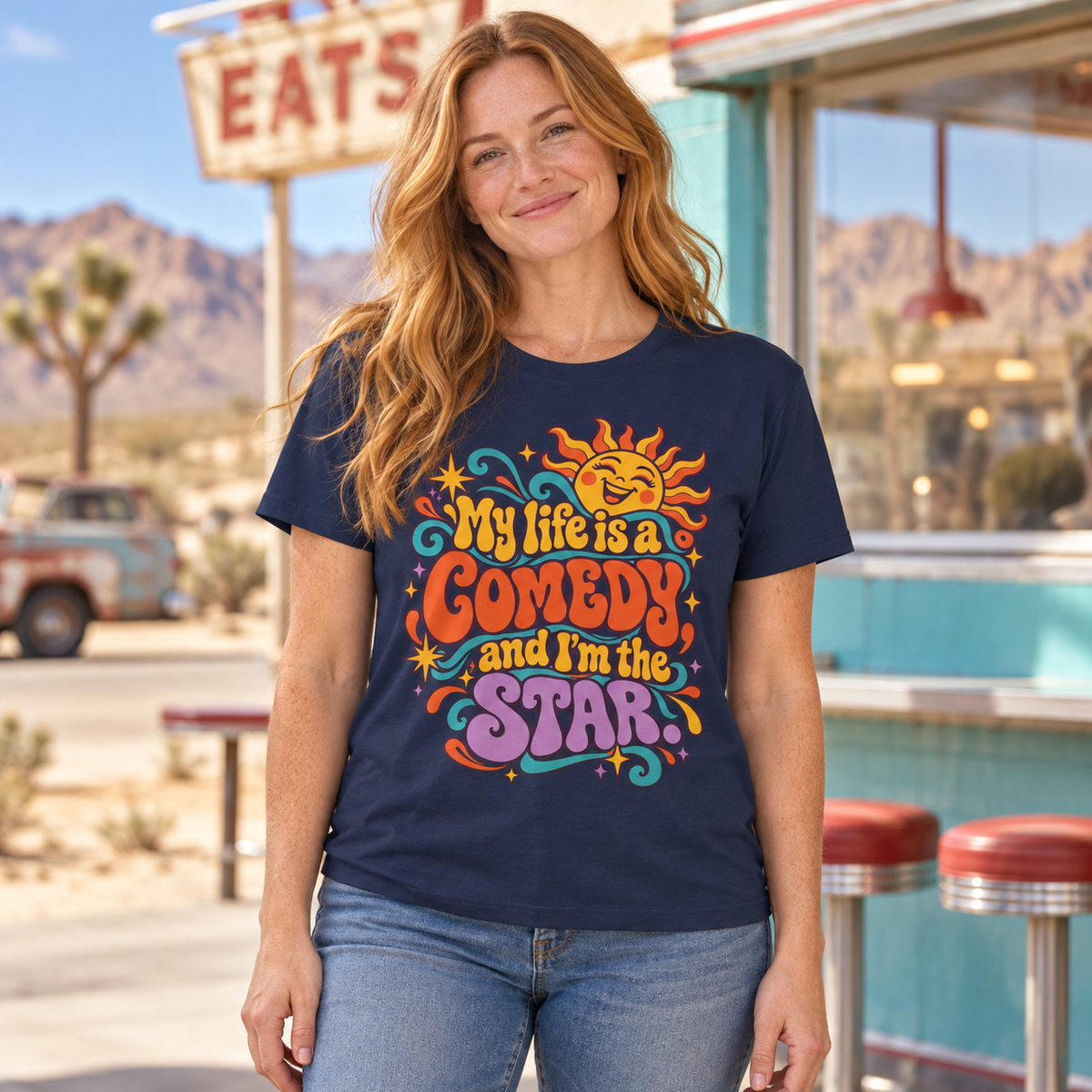 My Life Is A Comedy And I'm The Star. — Retro & Psychedelic — Navy — lifestyle