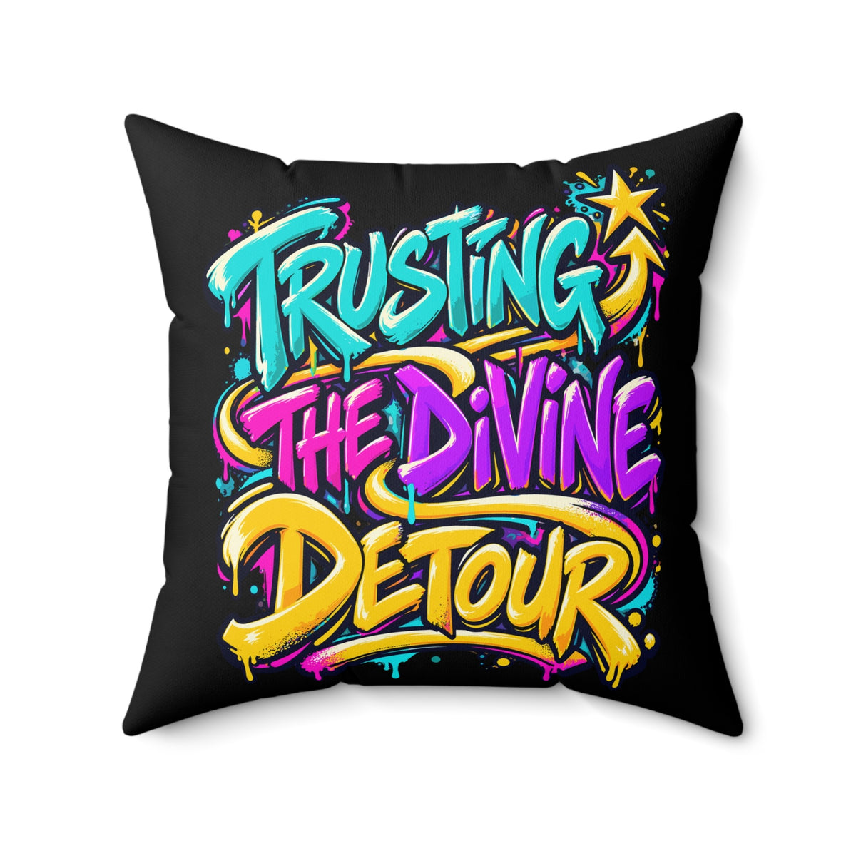 Trusting the divine detour. — graffiti-street-art — black pillow — 20-front