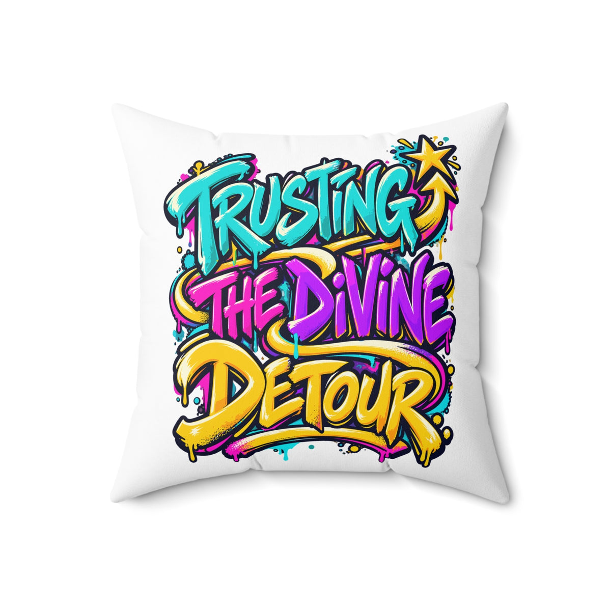 Trusting the divine detour. — graffiti-street-art — white pillow — 18-front