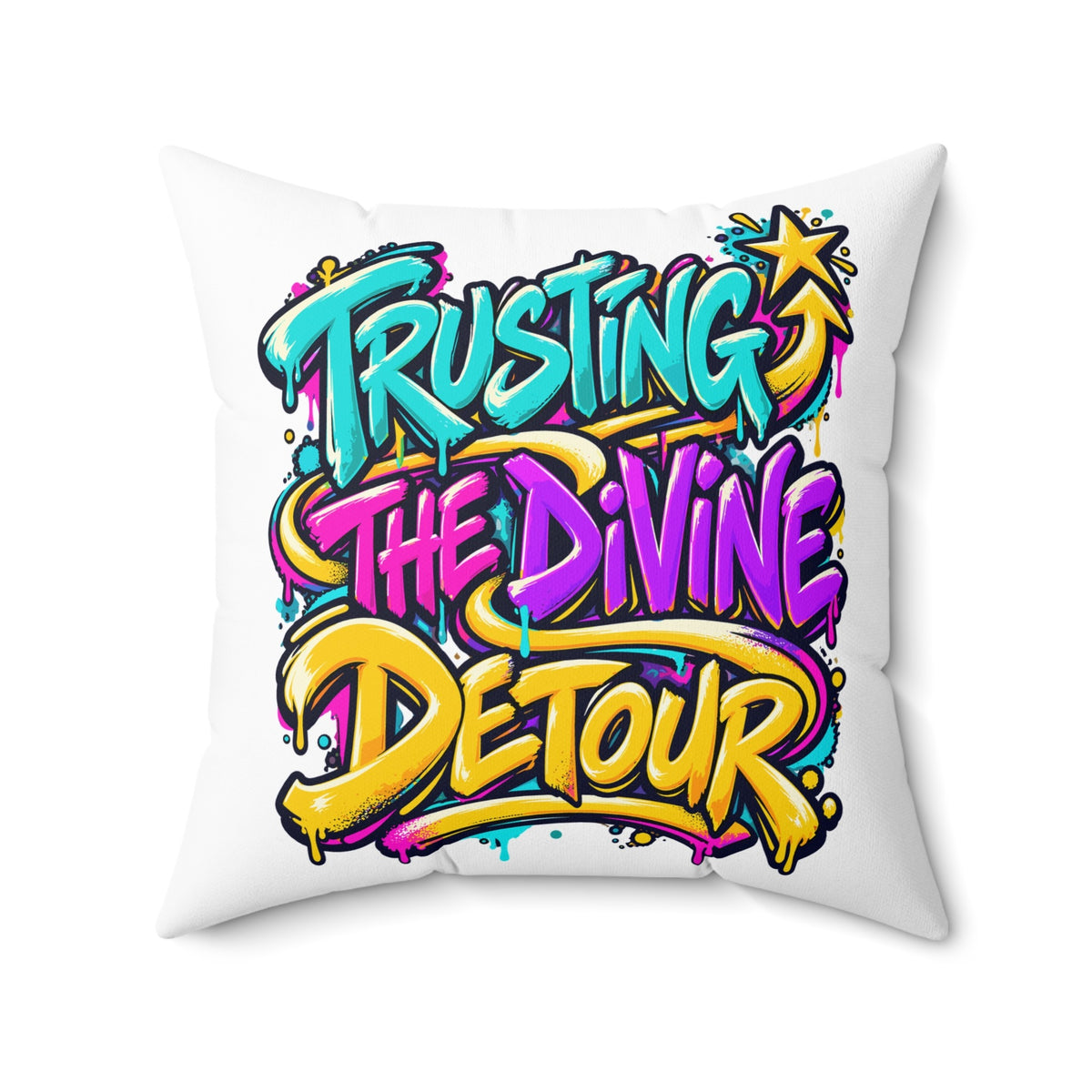 Trusting the divine detour. — graffiti-street-art — white pillow — 20-front