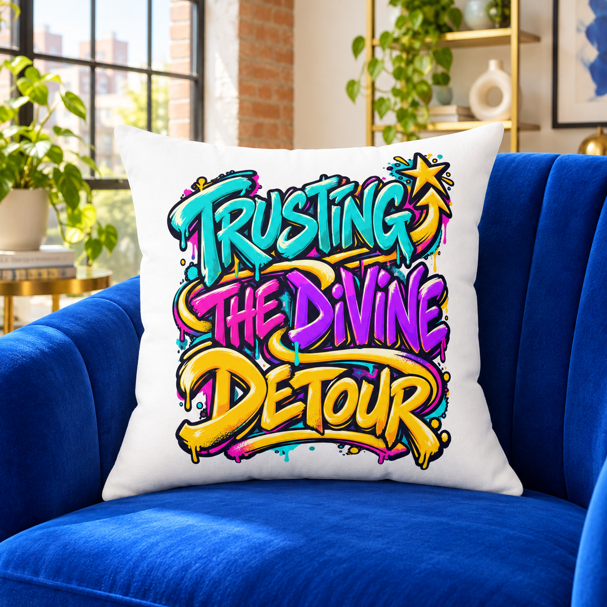 Trusting the divine detour. — graffiti-street-art — white pillow — lifestyle