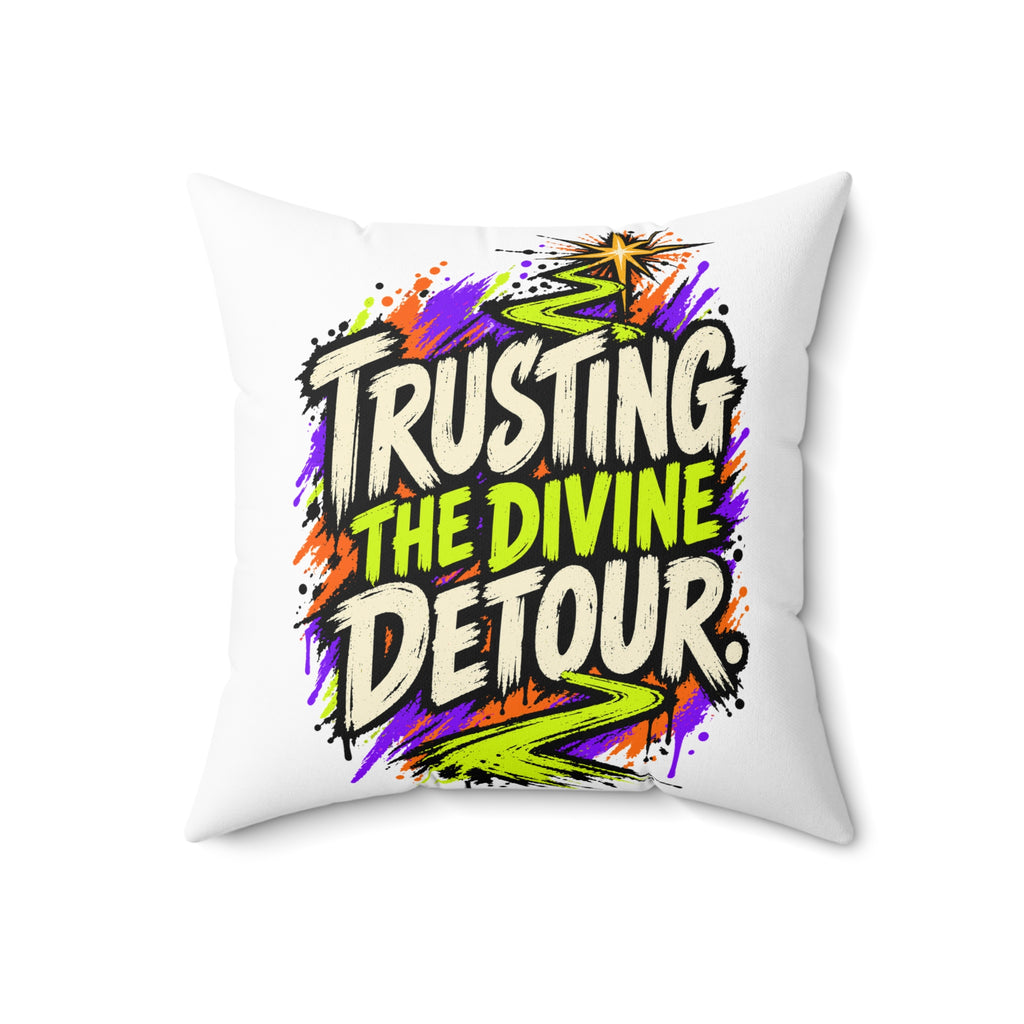 Trusting the divine detour. — grunge-vibrant — white pillow — 18-front