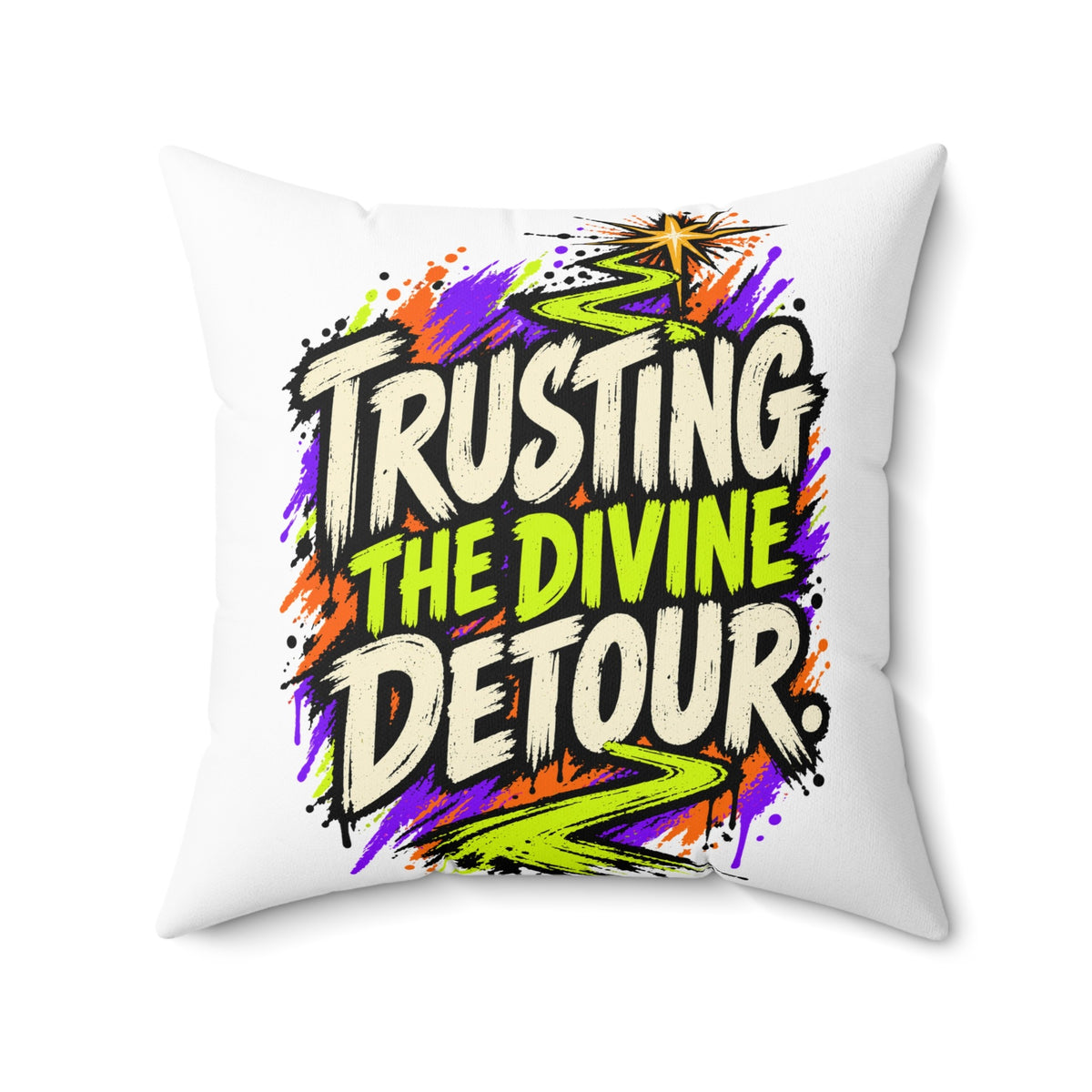 Trusting the divine detour. — grunge-vibrant — white pillow — 20-front