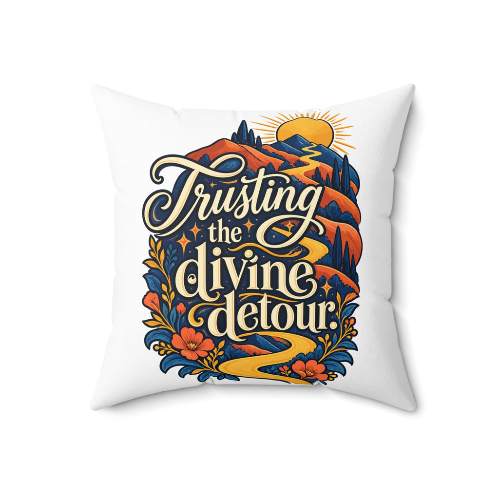 Trusting the divine detour. — inspirational-artistic — white pillow — 18-front