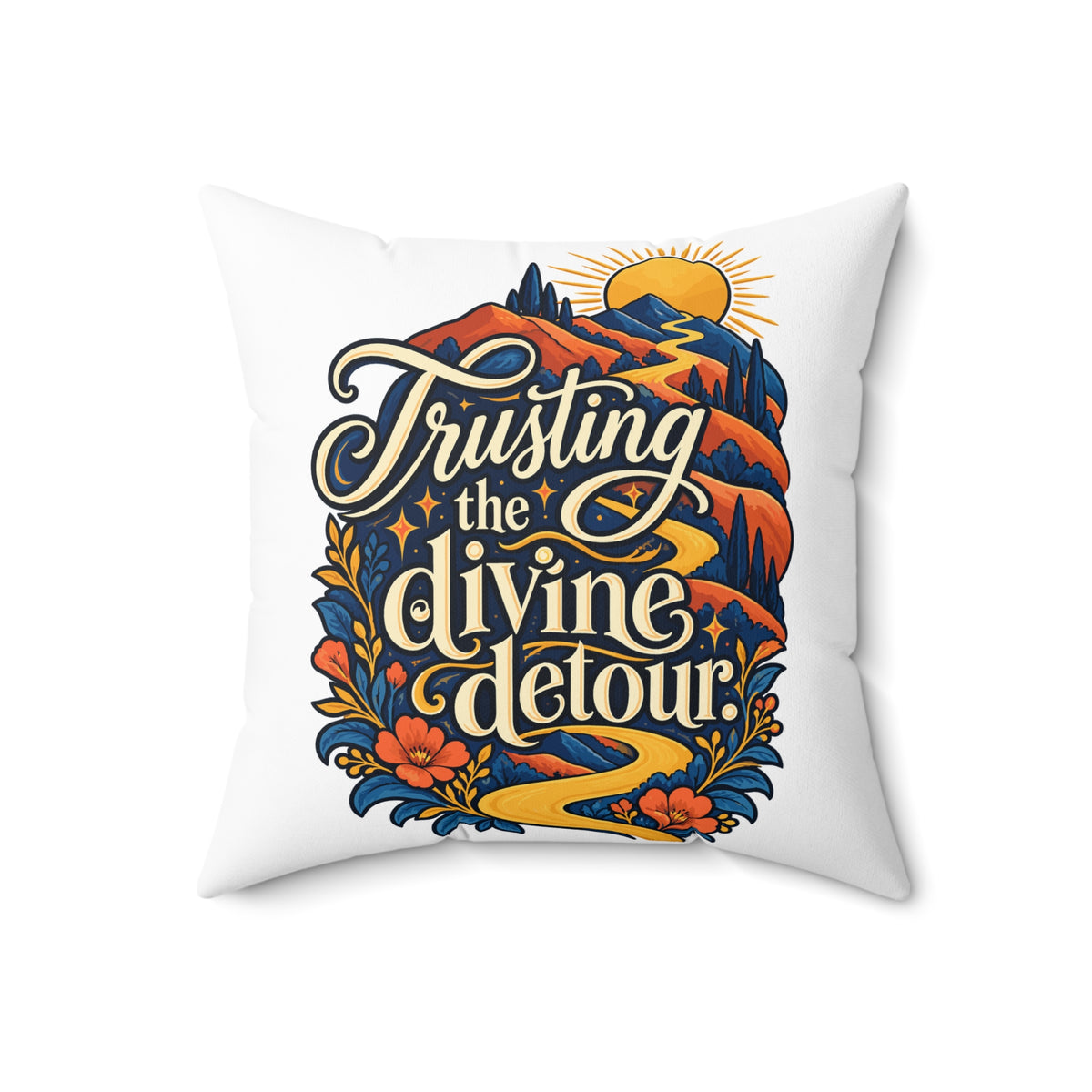 Trusting the divine detour. — inspirational-artistic — white pillow — 18-front