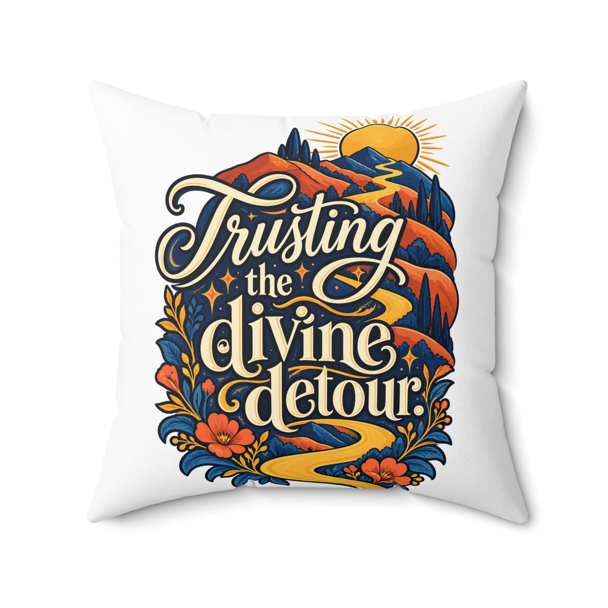 Trusting the divine detour. — inspirational-artistic — white pillow — 20-front