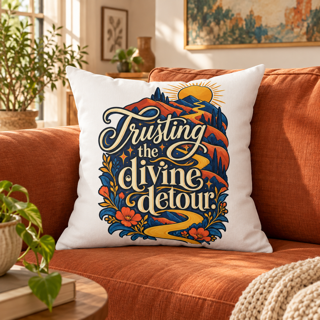 Trusting the divine detour. — inspirational-artistic — white pillow — lifestyle