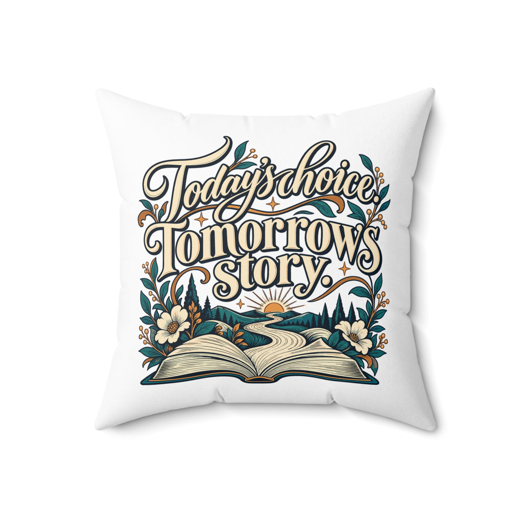 Today’s choice. Tomorrow’s story. — Inspirational & Artistic — White pillow — front18