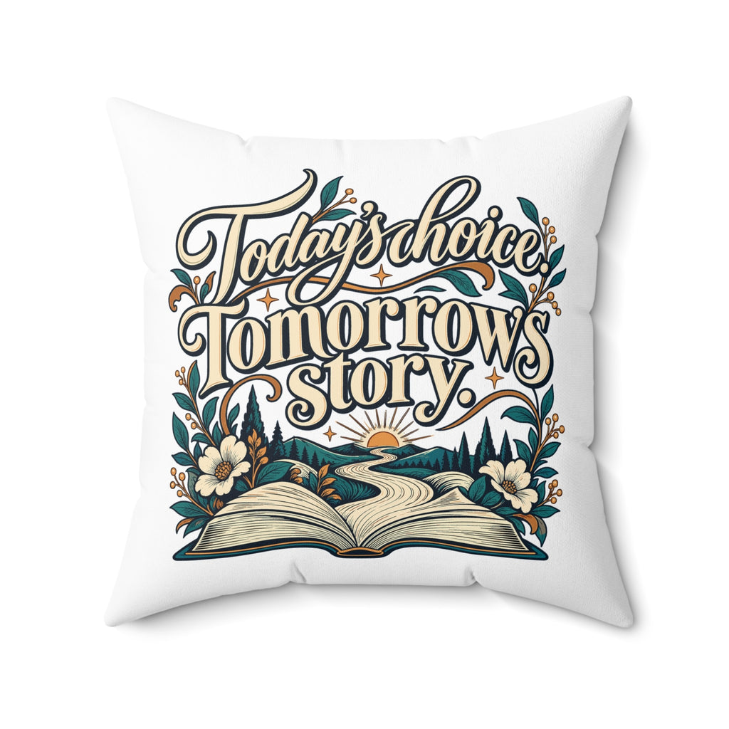 Today’s choice. Tomorrow’s story. — Inspirational & Artistic — White pillow — front20