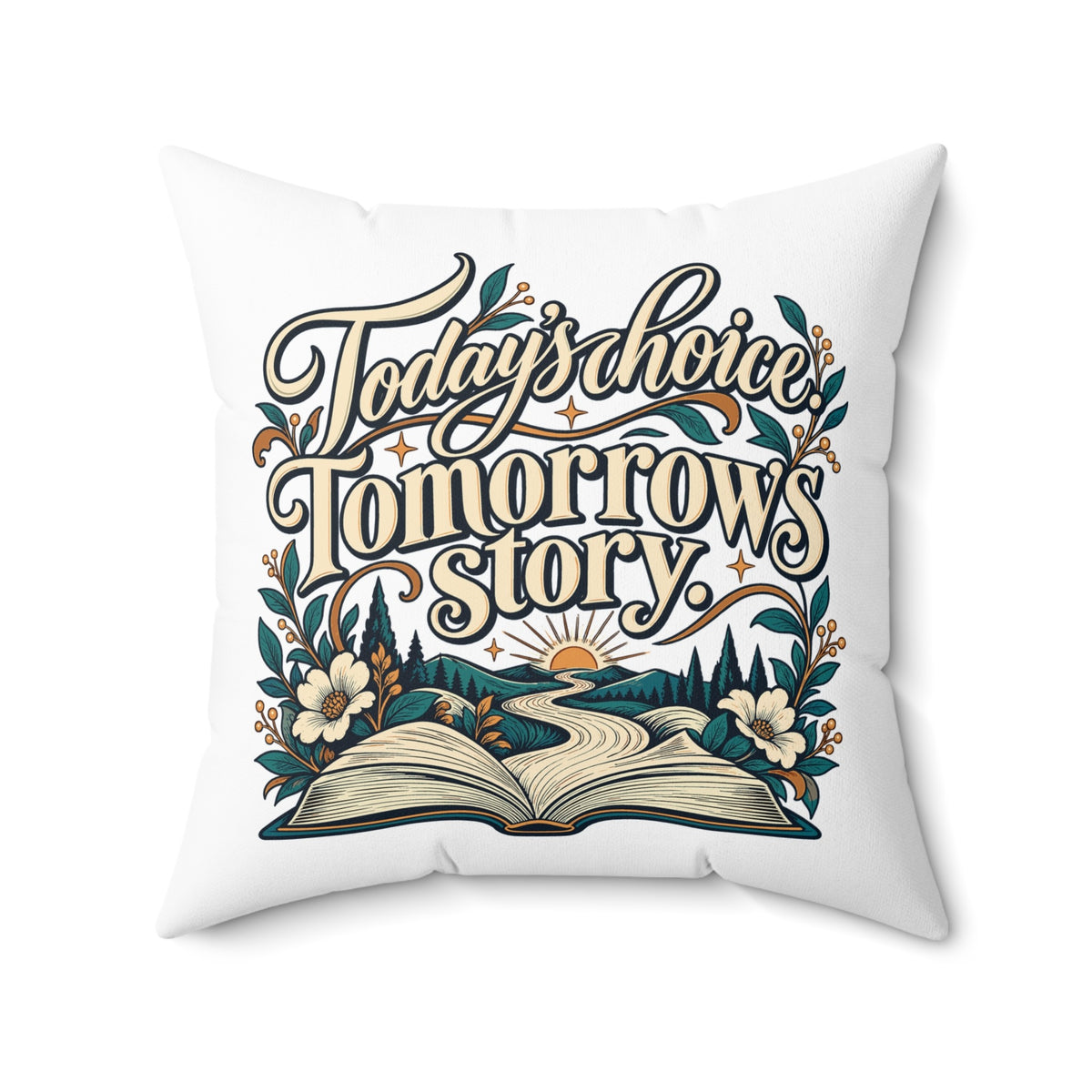 Today’s choice. Tomorrow’s story. — Inspirational & Artistic — White pillow — front20