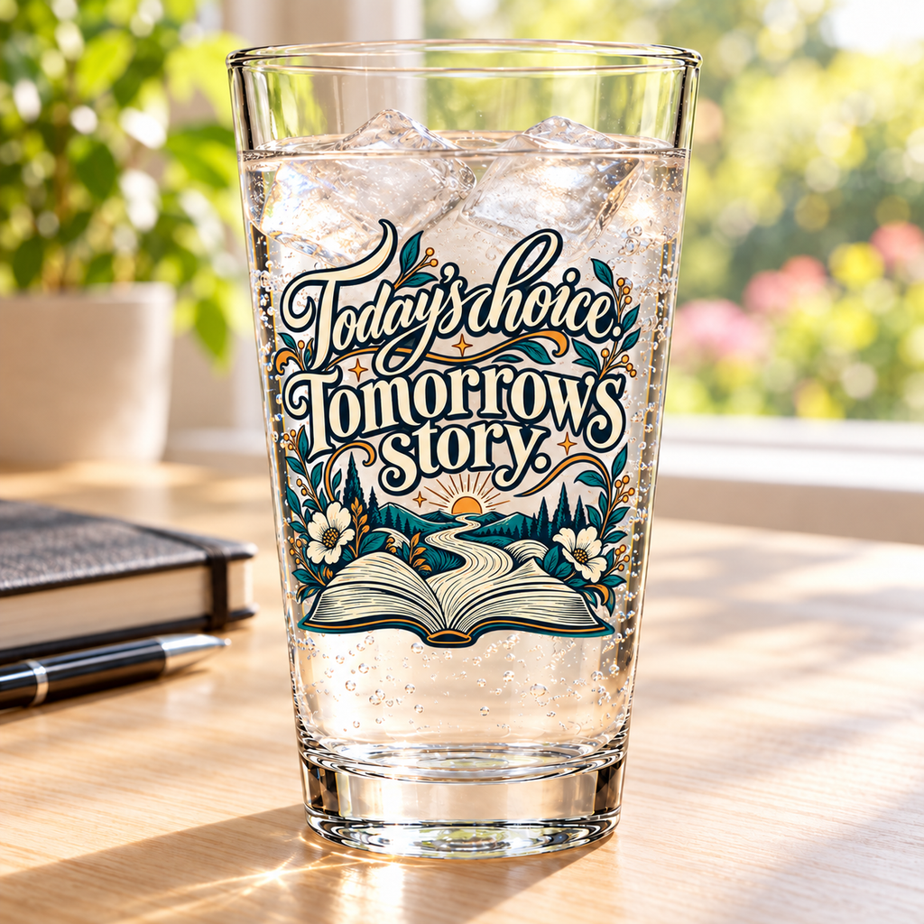 Today’s choice. Tomorrow’s story. Pint Glass — Inspirational & Artistic — lifestyle