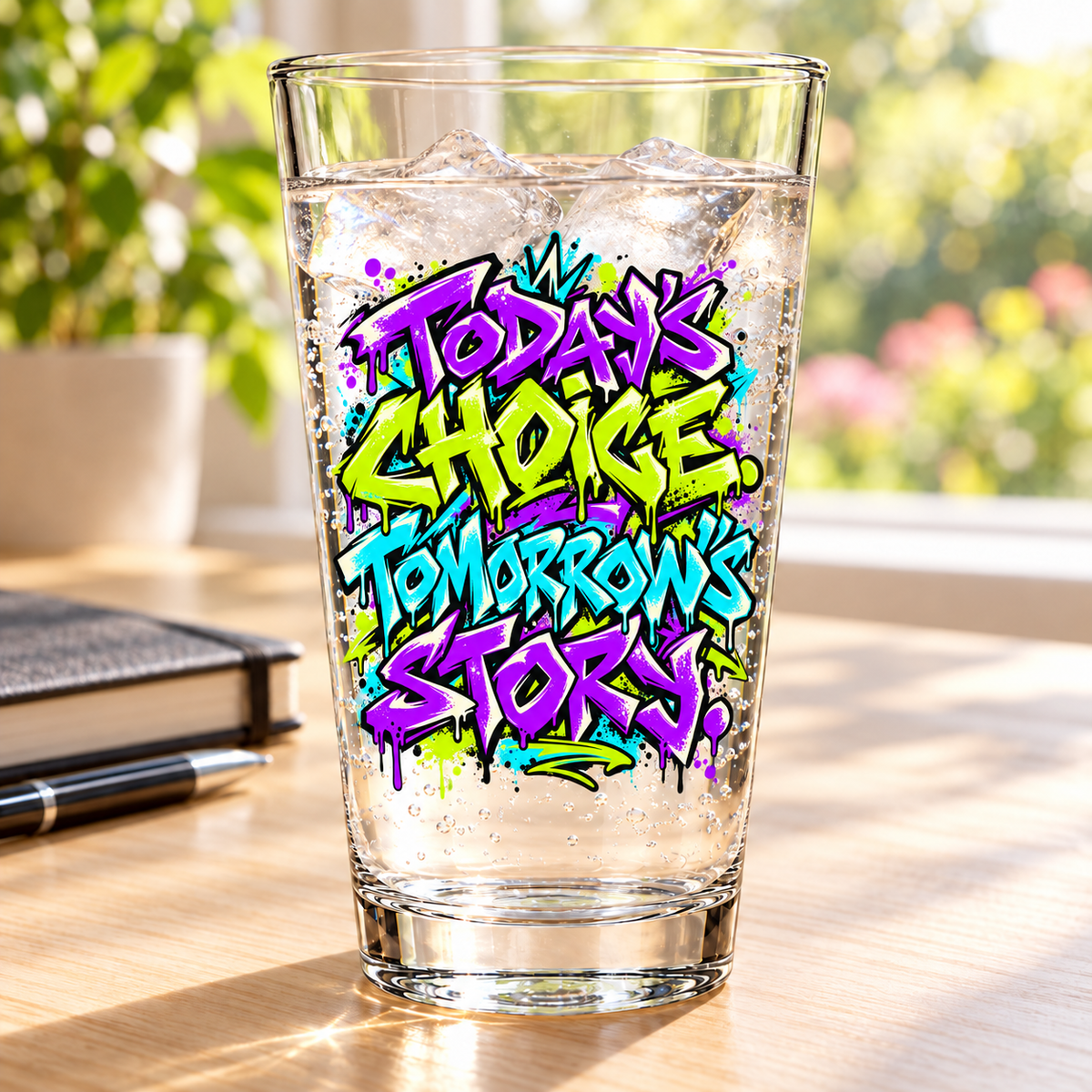 Today’s choice. Tomorrow’s story. — Graffiti & Street Art — pint glass — lifestyle