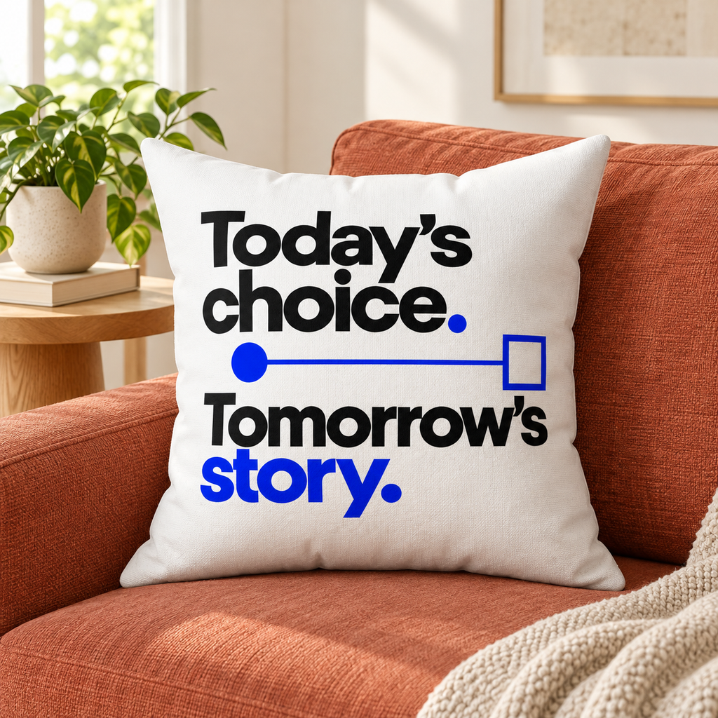 Today’s choice. Tomorrow’s story. — Modern & Minimalist — White pillow — lifestyle
