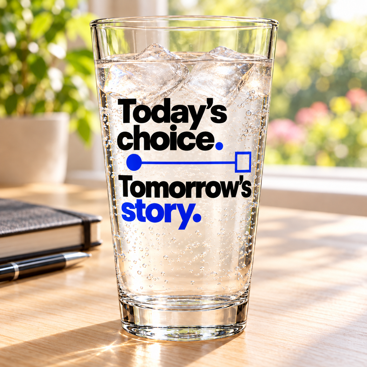 Today’s choice. Tomorrow’s story. Pint Glass — Modern & Minimalist — lifestyle