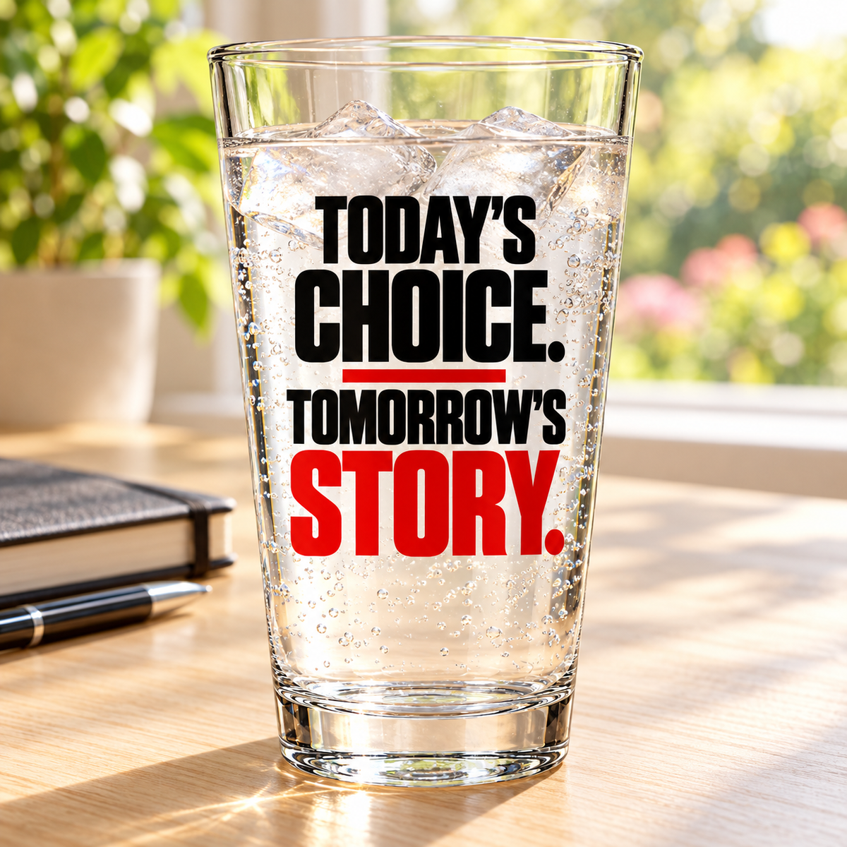 Today’s choice. Tomorrow’s story. Pint Glass — Simple & Direct — lifestyle