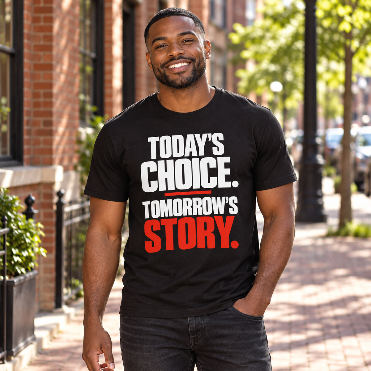 Today’s choice. Tomorrow’s story. — Simple & Direct — Black — lifestyle