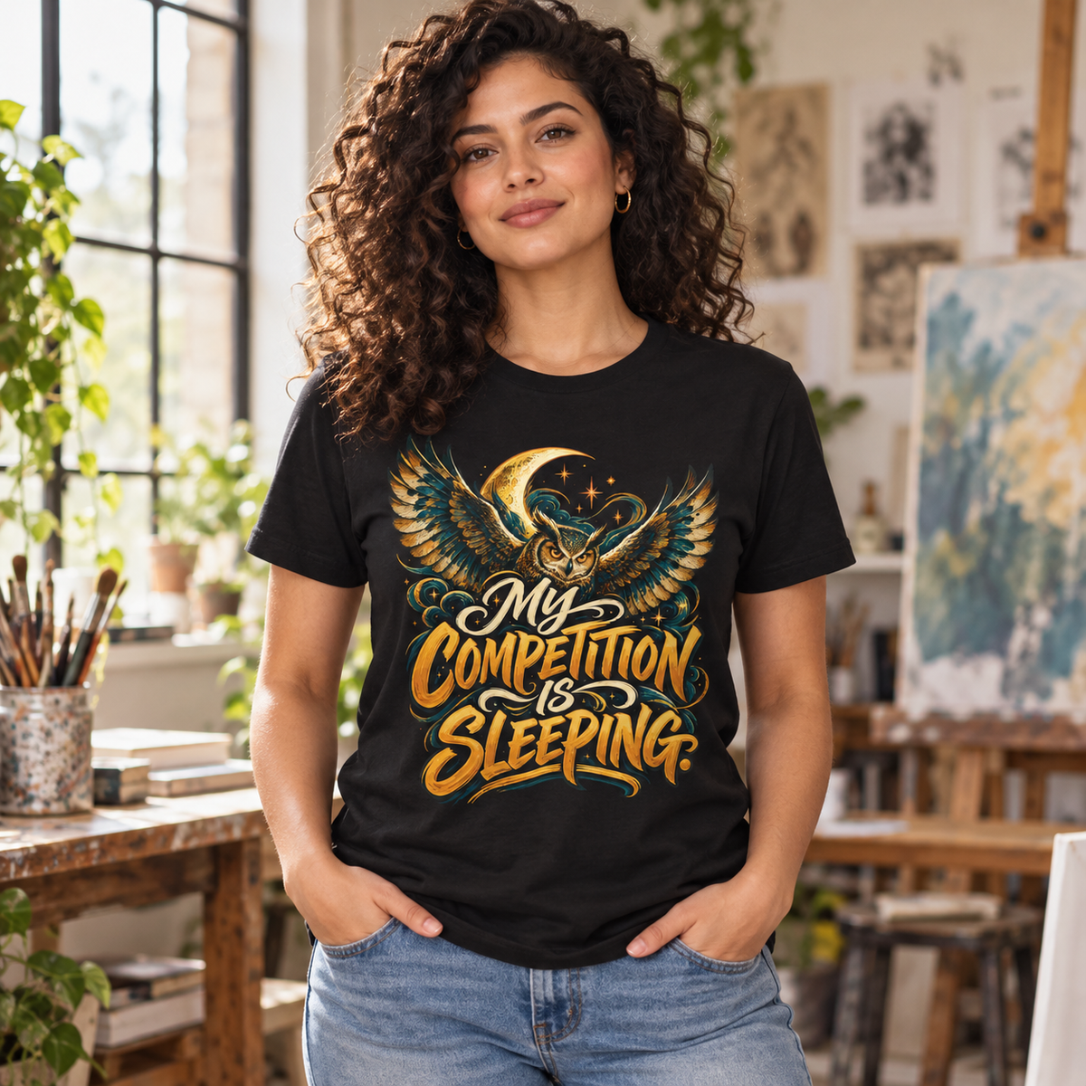 My competition is sleeping. — Inspirational & Artistic — Black — lifestyle
