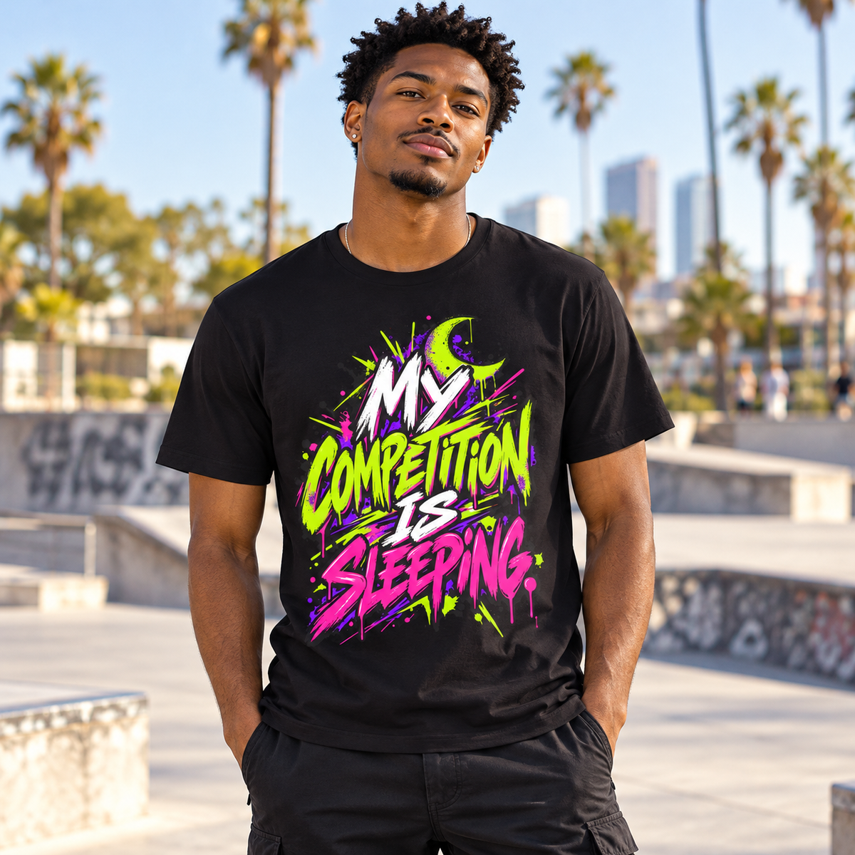 My competition is sleeping. — Grunge & Vibrant — Black — lifestyle