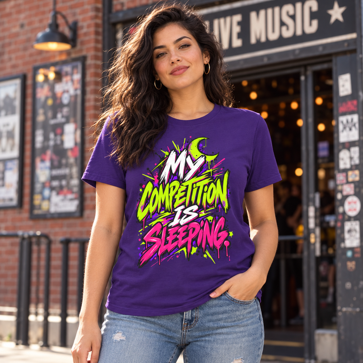 My competition is sleeping. — Grunge & Vibrant — Team Purple — lifestyle