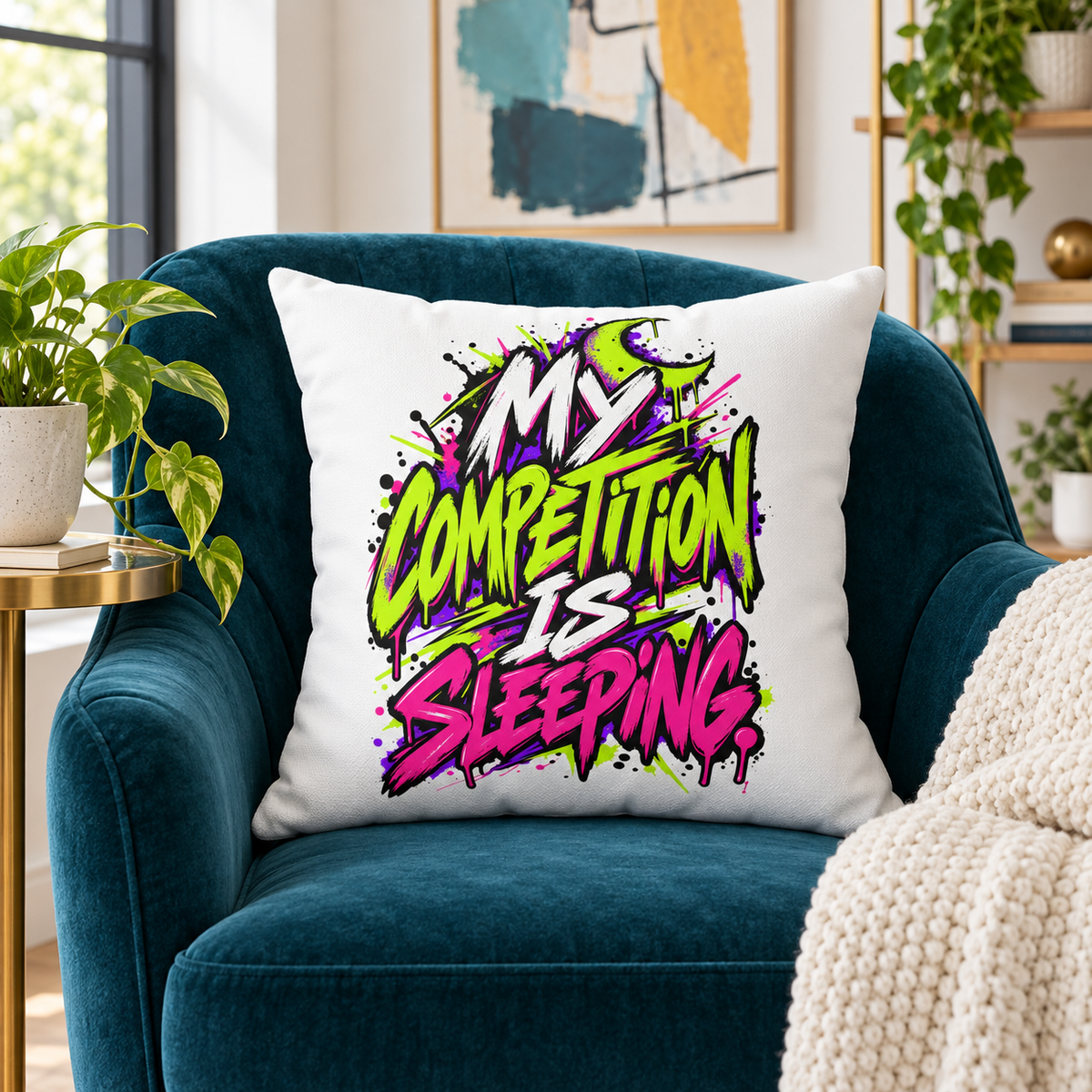 My competition is sleeping. — Grunge & Vibrant — white — lifestyle