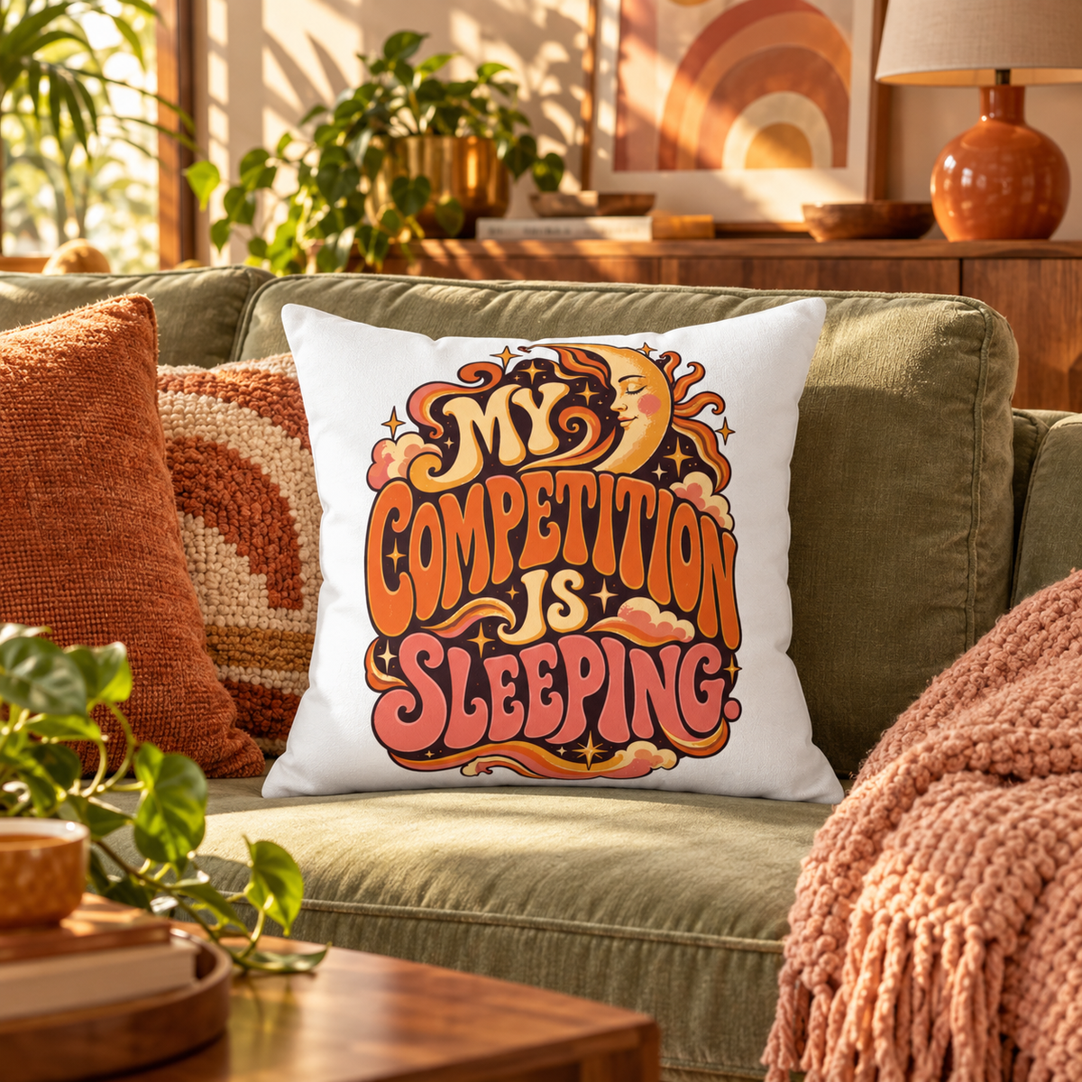 My competition is sleeping. — Retro & Psychedelic — white — lifestyle