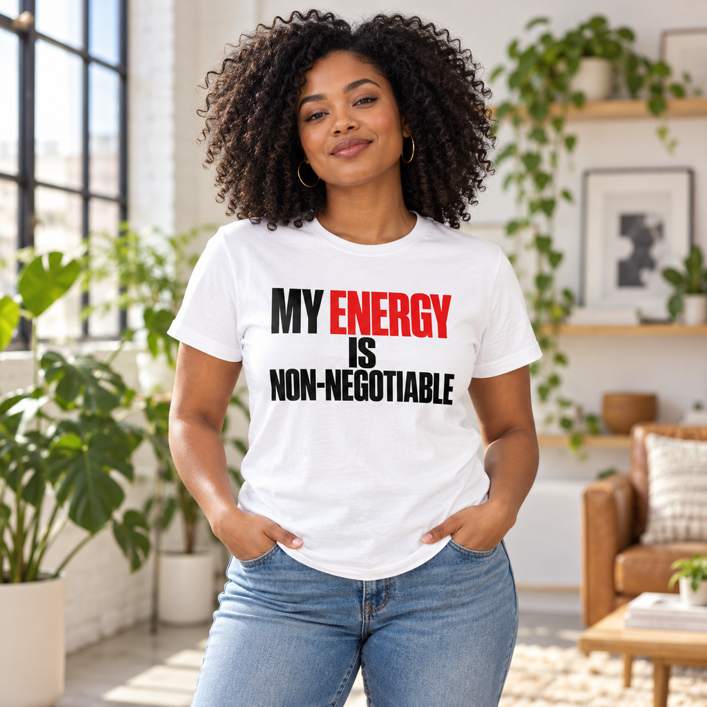My Energy Is Non-Negotiable Simple & Direct — White — lifestyle