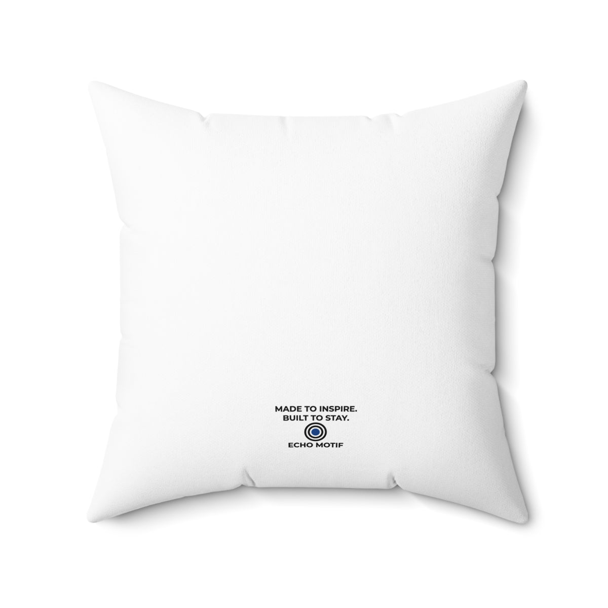 white Simple & Direct Energy pillow Echo Motif branded back