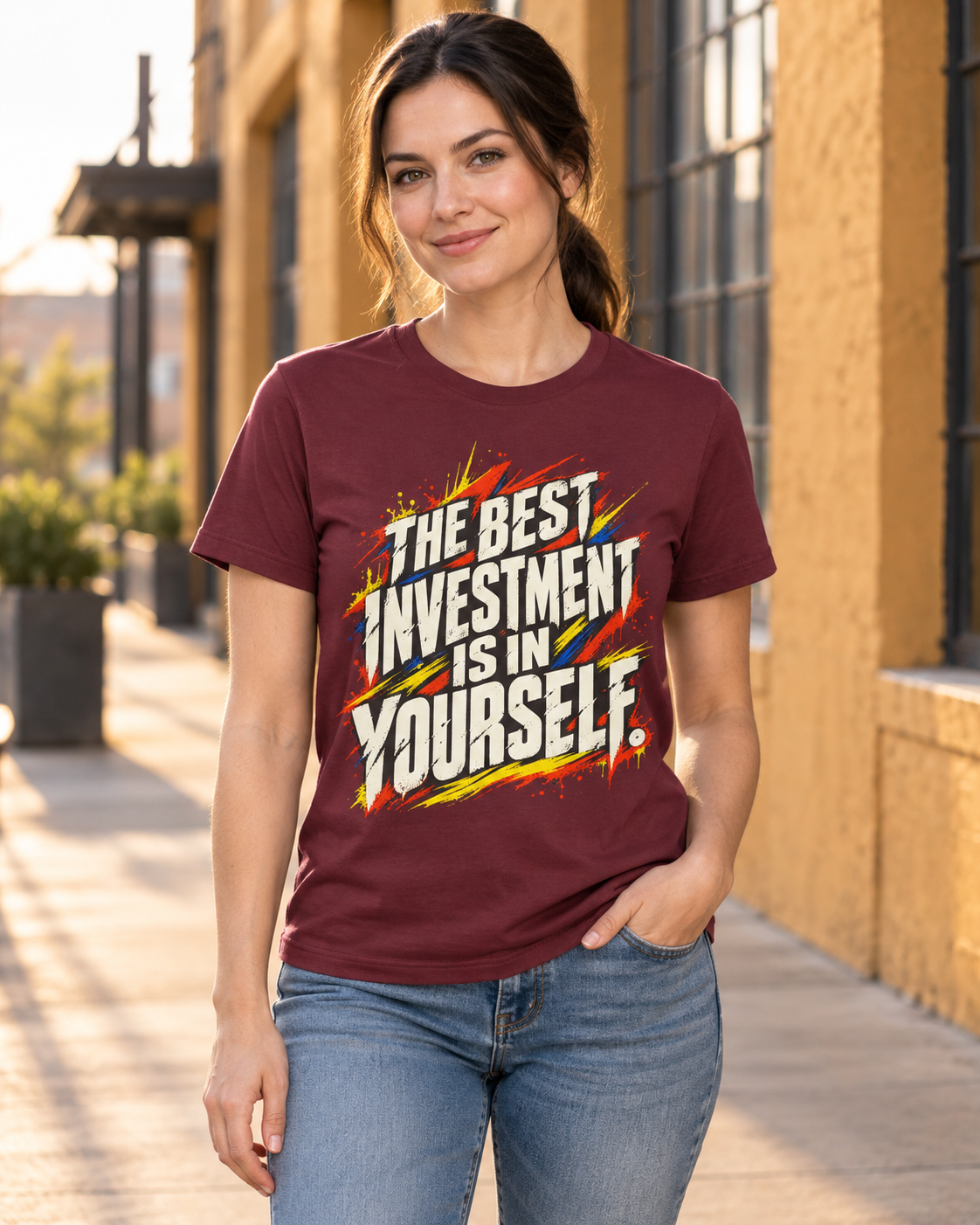 The Best Investment Is In Yourself. — Grunge & Vibrant — Maroon — lifestyle