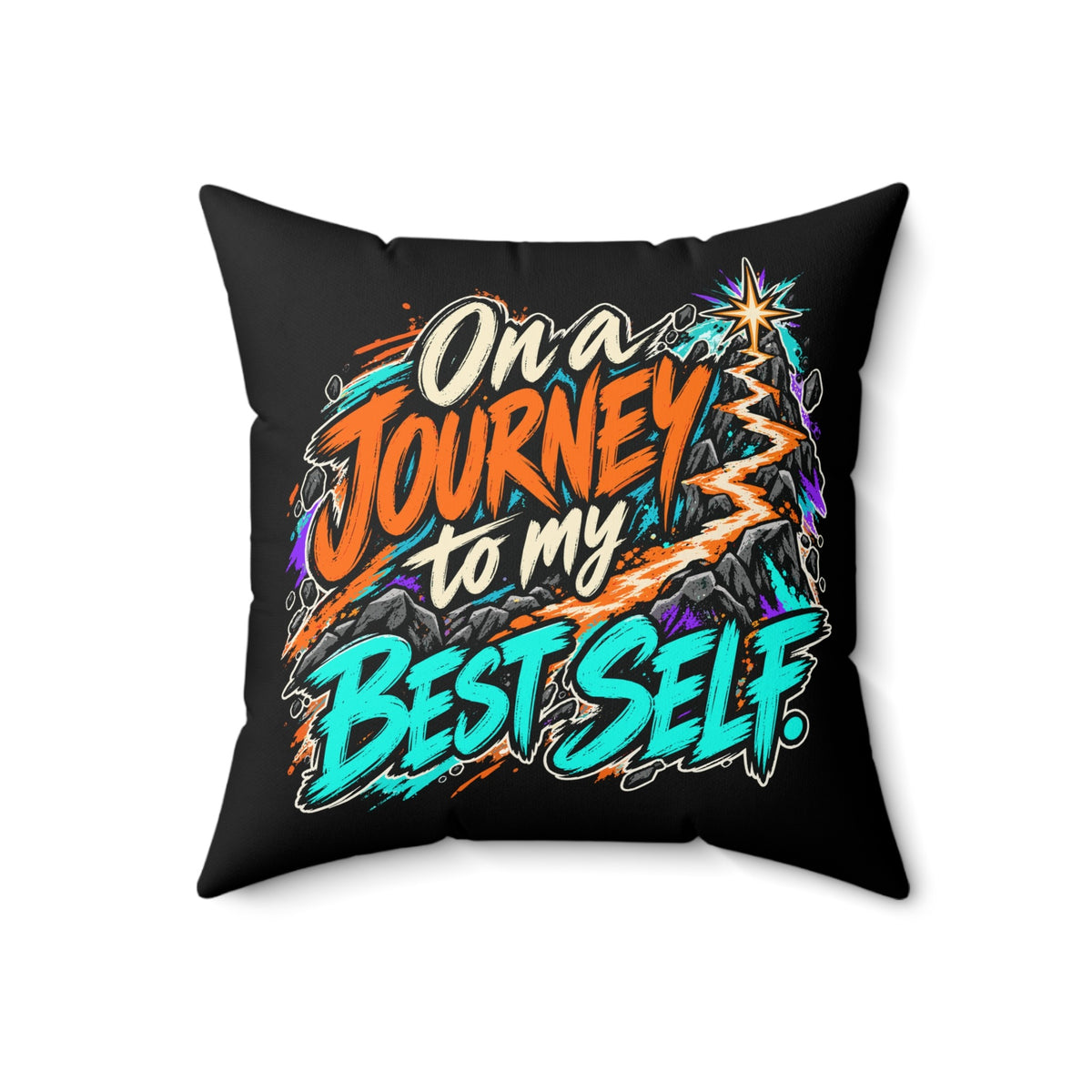On a journey to my best self. — grunge — black pillow — 18-front