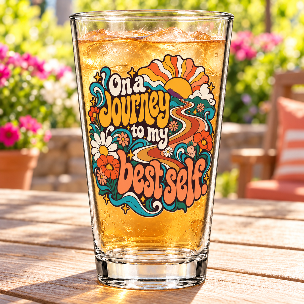 On a journey to my best self. — Retro & Psychedelic — pint — lifestyle