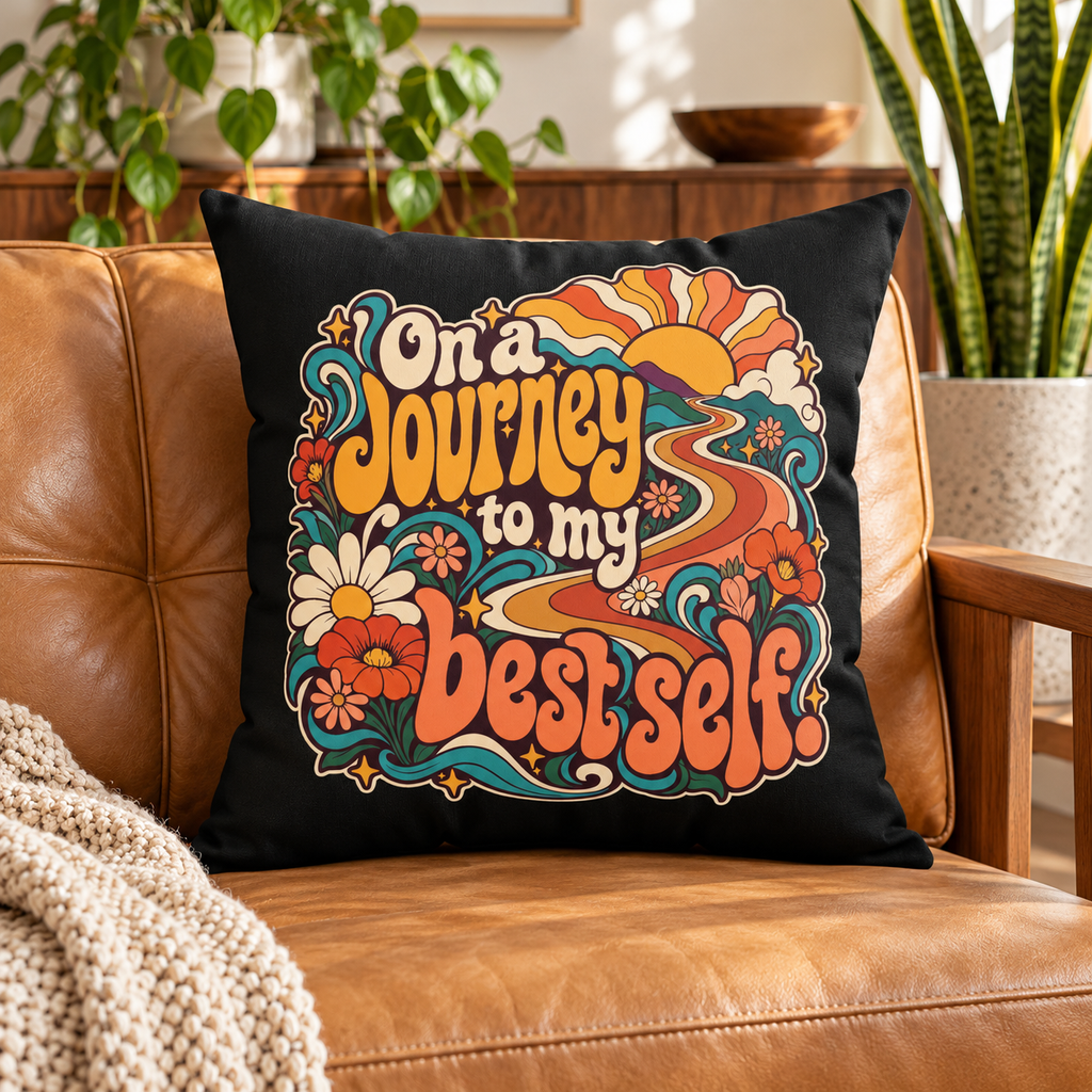 On a journey to my best self. — black pillow — lifestyle