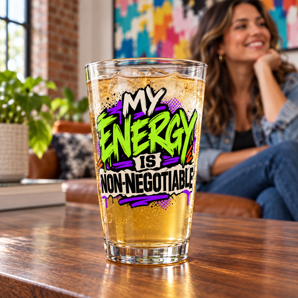 My Energy Is Non-Negotiable Graffiti & Street Art pint glass lifestyle scene